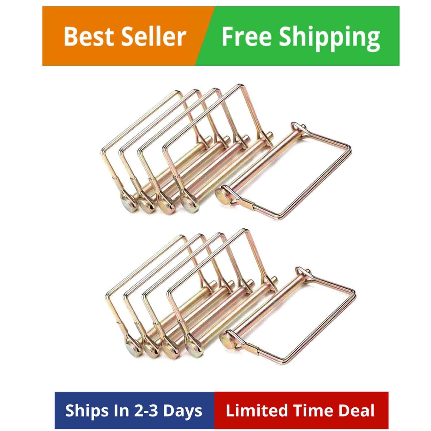 10 Pcs Trailer Coupler Pin 1/4 inch Diameter 4inch Long, Heavy-Duty PTO Shaft…