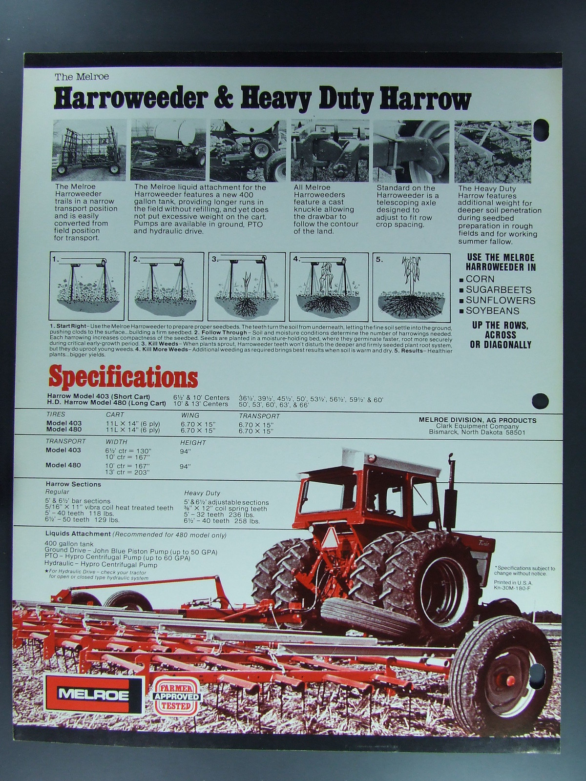 Melroe Harroweeder Heavy Duty Harrow Dealers Brochure Tractor Farming