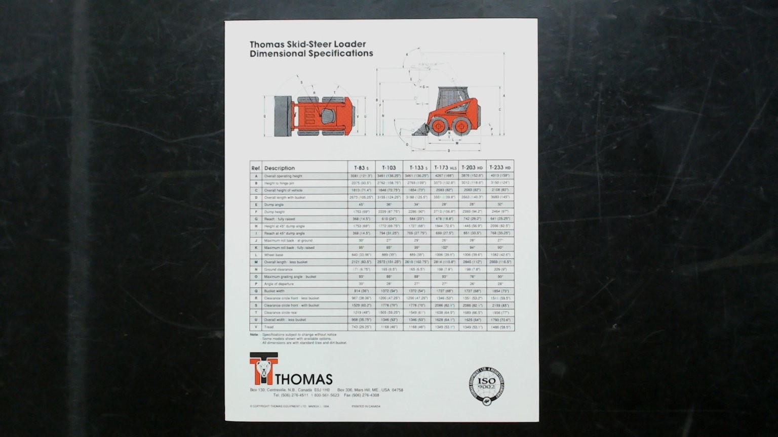 Thomas Skid Steer Loaders Brochure 1994 Agricultural Equipment Guide