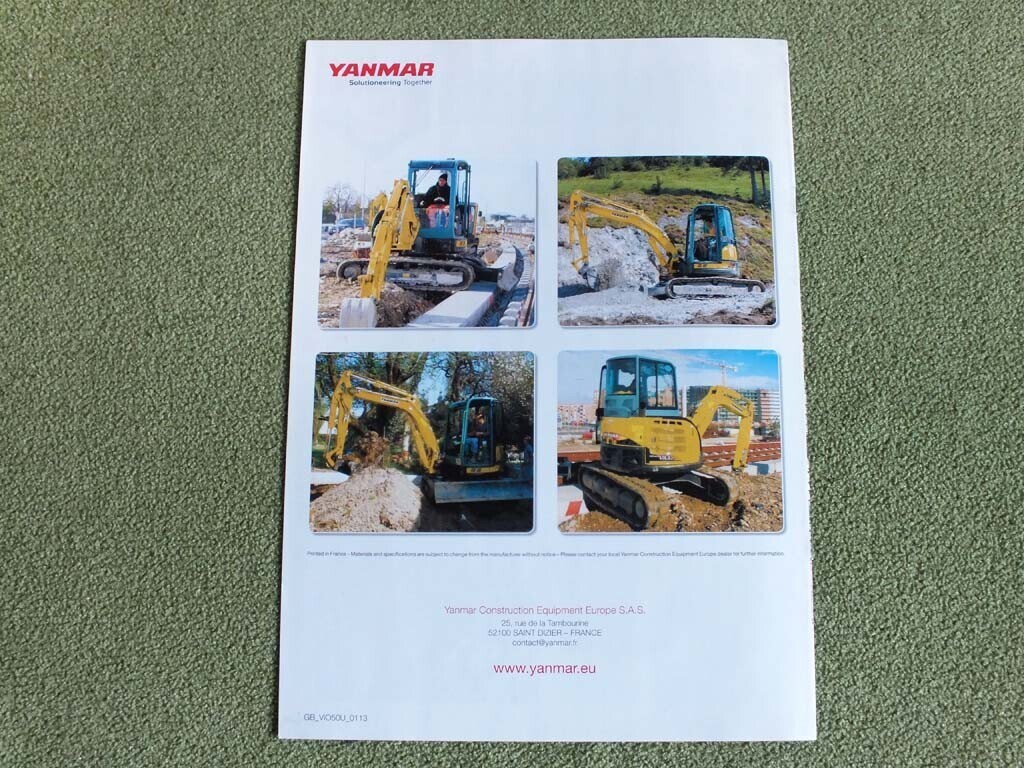 YANMAR ViO50U Compact Hydraulic Excavator Brochure Prospekt 2013