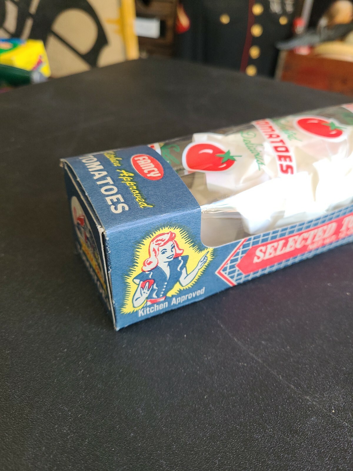 Vintage 1950s NOS Pinup Farmer Girl Tomatoes Box Package