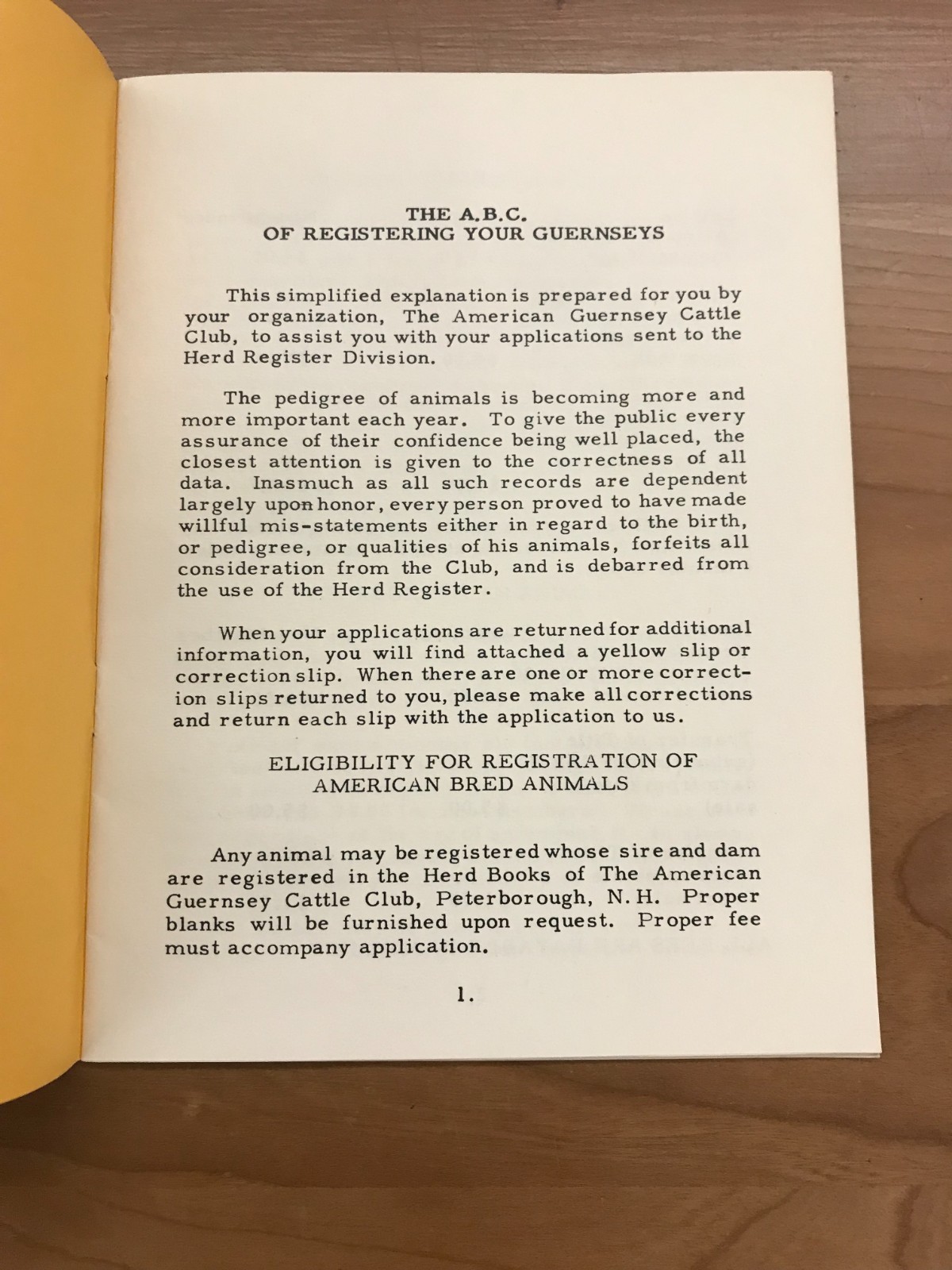 1950 The ABC of Registering your Guernseys by The American Guernsey Cattle Club