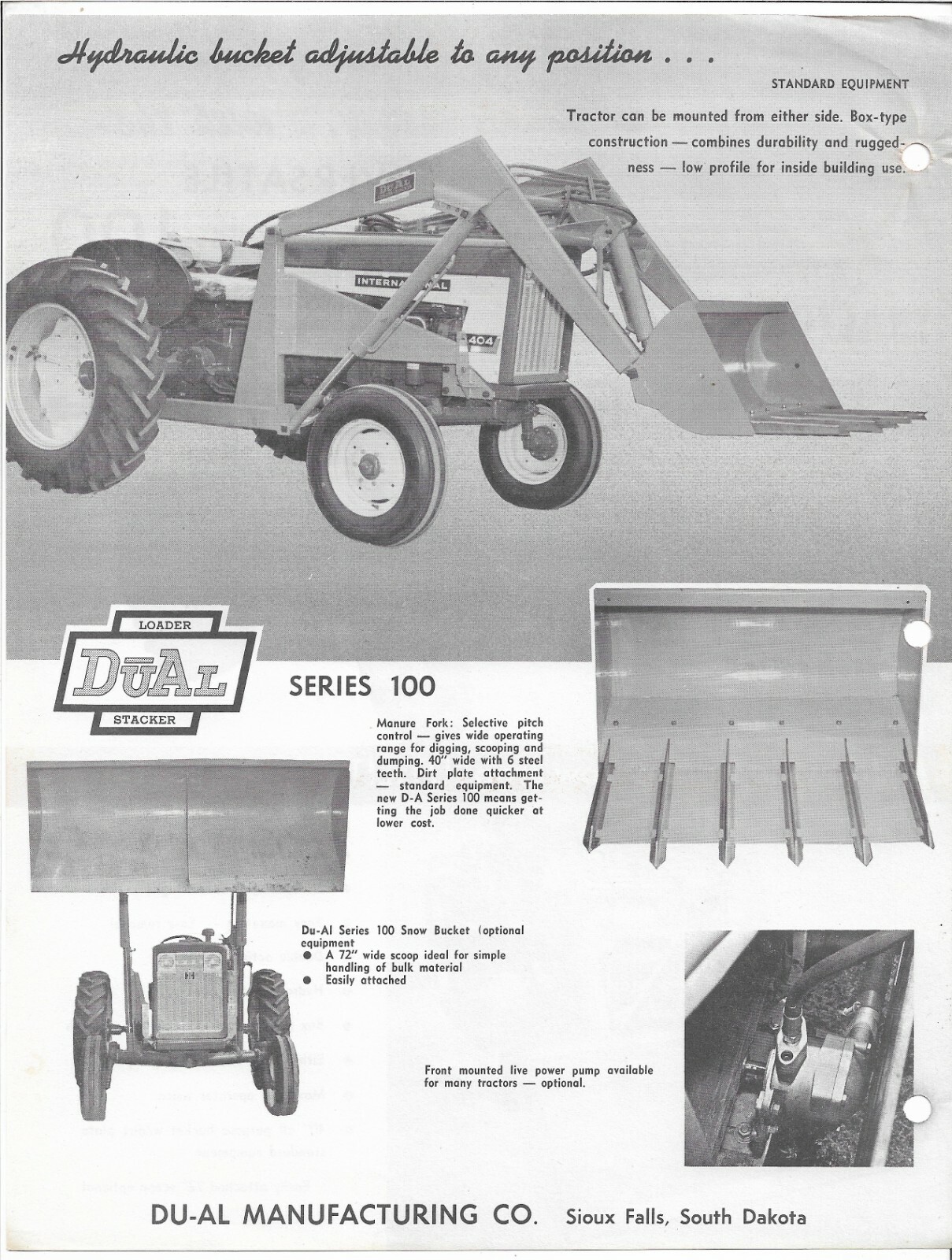 Original OE OEM DuAl Series 100 Tractor Mounted Loader Sales Brochure No #