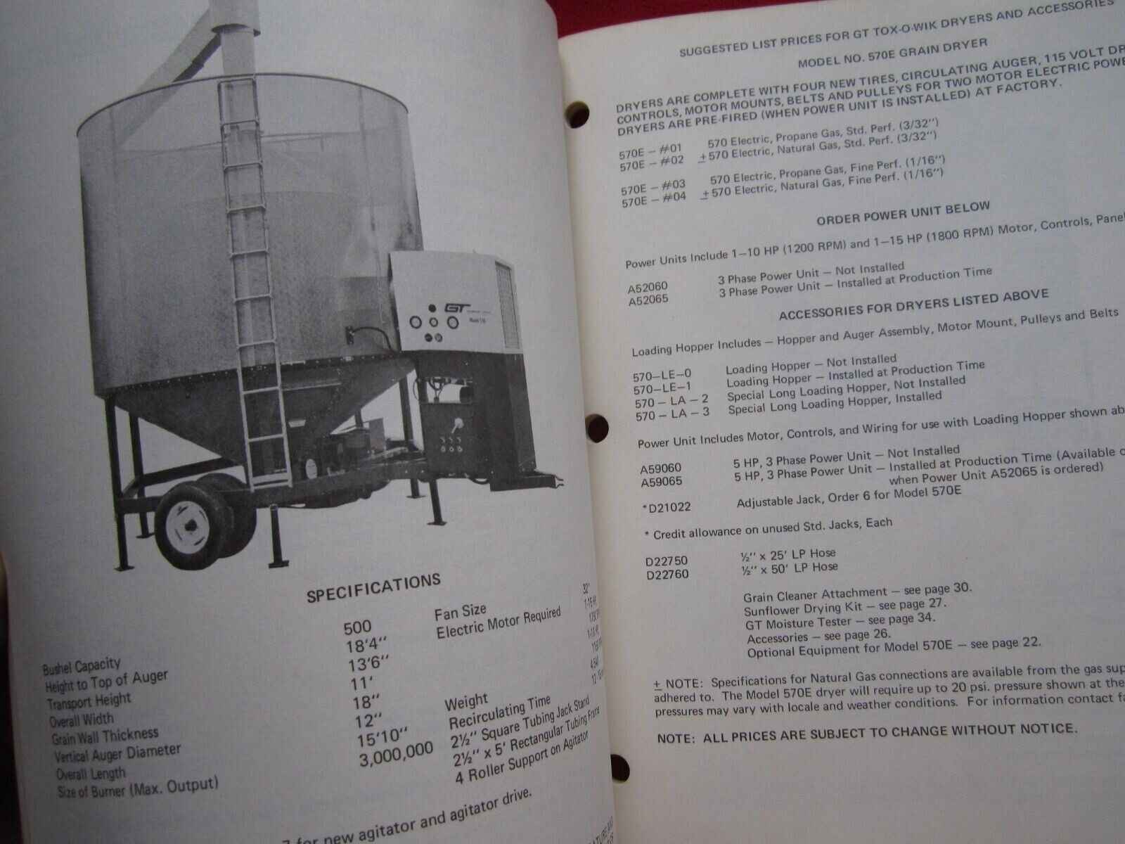 1976 GT GILMORE-TATGE CLAY CENTER KANSAS, TOX-O-WIK BATCH GRAIN DRYERS CATALOG
