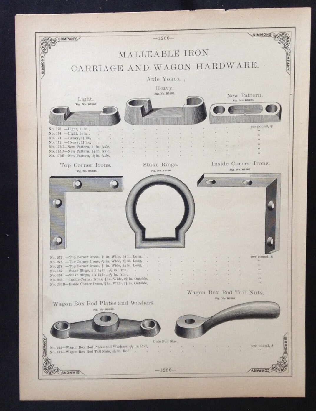 1888 Vintage Simmons Hardware Catalog Pgs ~ Victorian Carriage Wagon Hardware