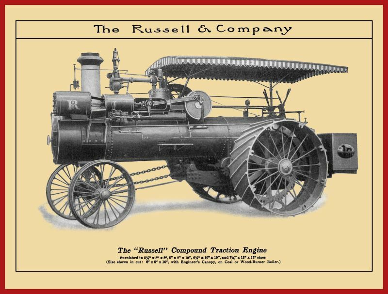 1908 Russell Compound Steam Traction Engine NEW Metal Sign: Massillon, OhiO