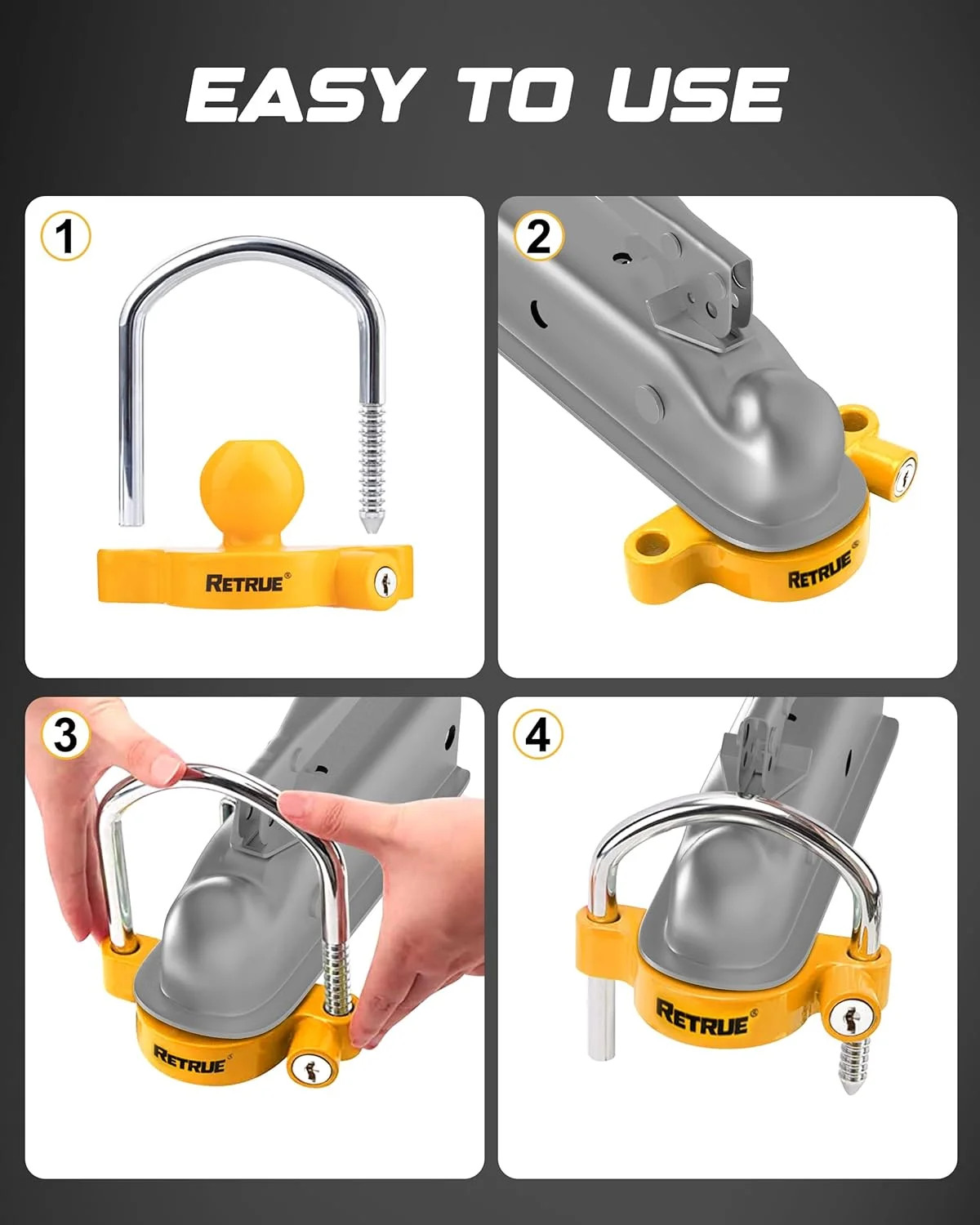 RETRUE Universal Coupler Lock Trailer Locks Ball Hitch Trailer Hitch Lock Adjust