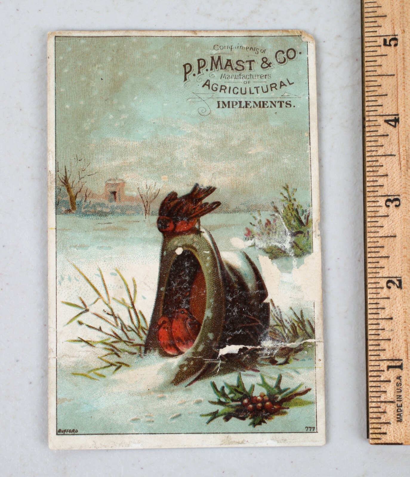 Vintage Farm Equipment Victorian Trade Card P.P. Mast & Co. Seeders Cultivators