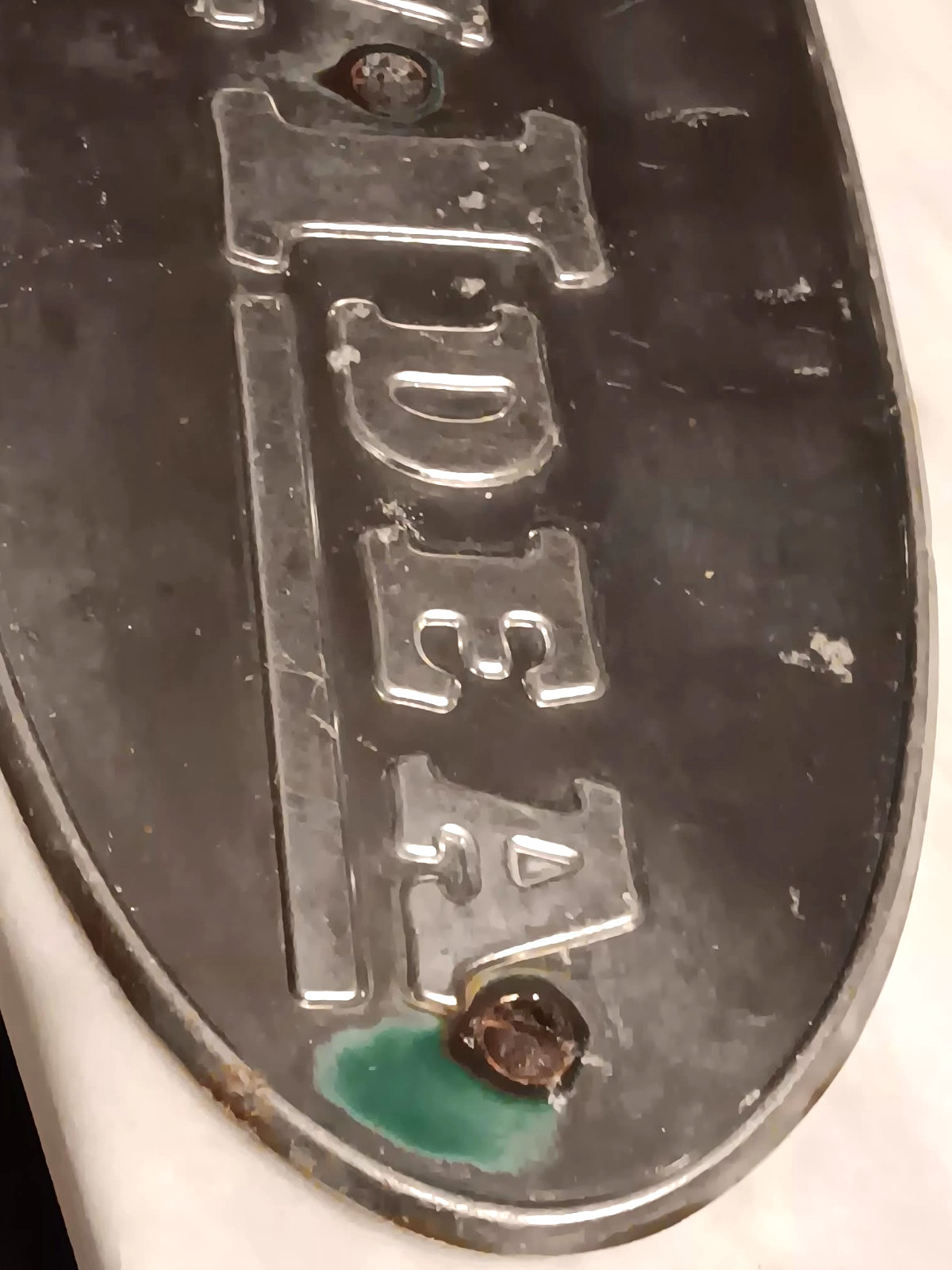 Vintage NEW IDEA Farm Equipment Tractor EMBLEM TAG aluminum COLDWATER OHIO