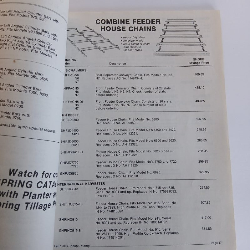 Shoup Manufacturing Company Fall 1986 Catalog Tractor Parts Kankakee IL. Farming