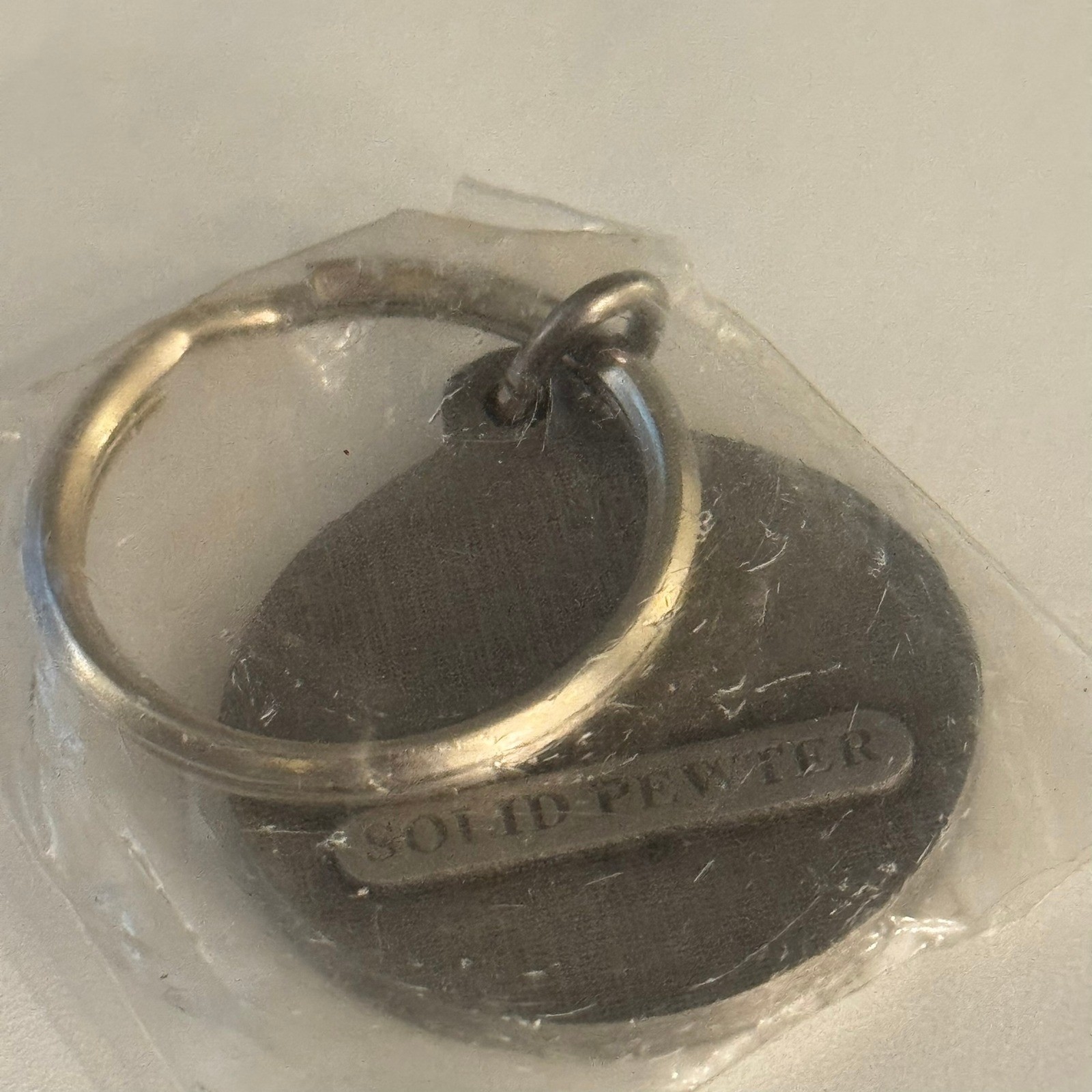 Vintage Solid Pewter Agri-Vet Hoeschst Roussel Key Chain Keyring
