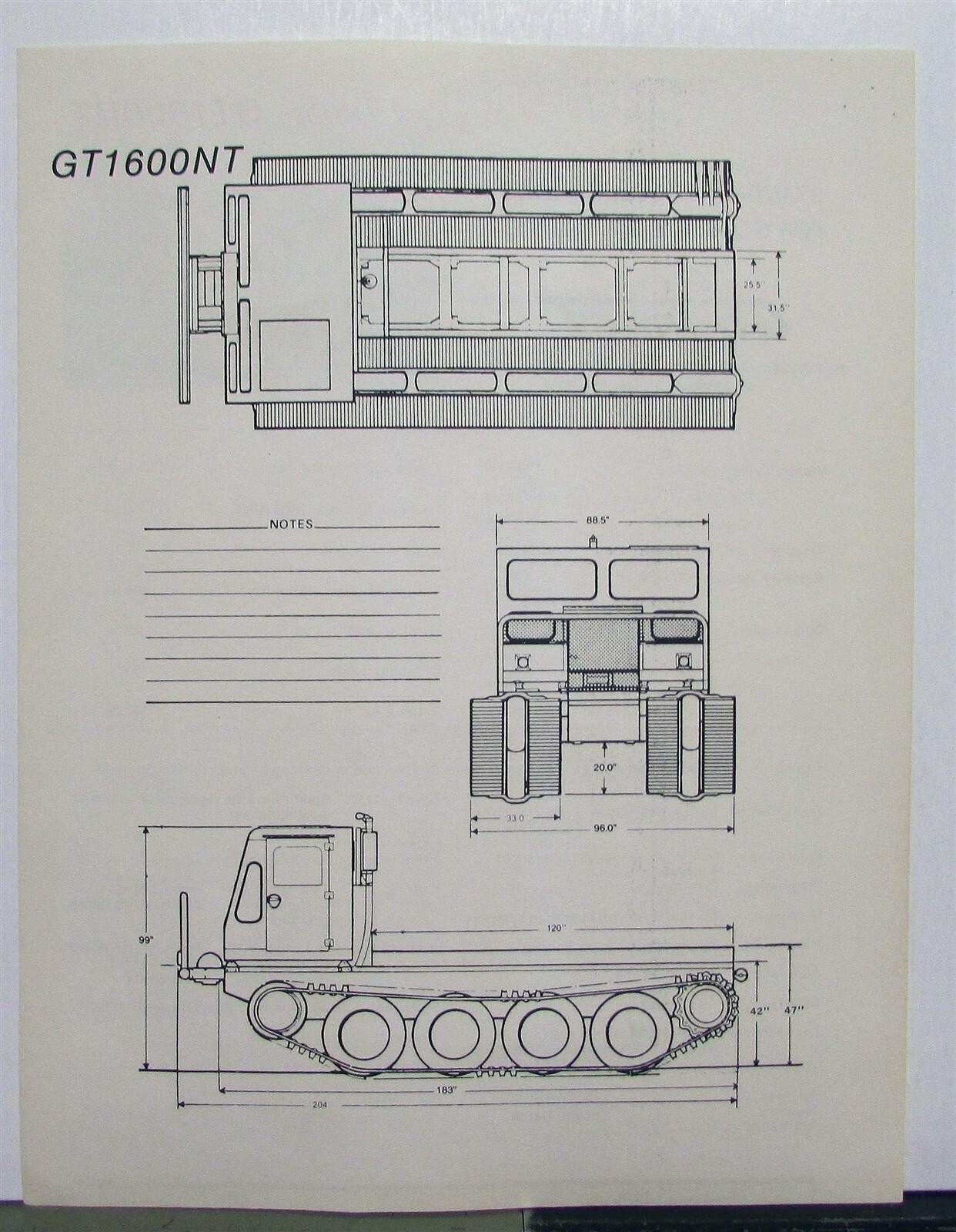 1976 Go Tract GT1600NT Specifications Construction Sales Brochure
