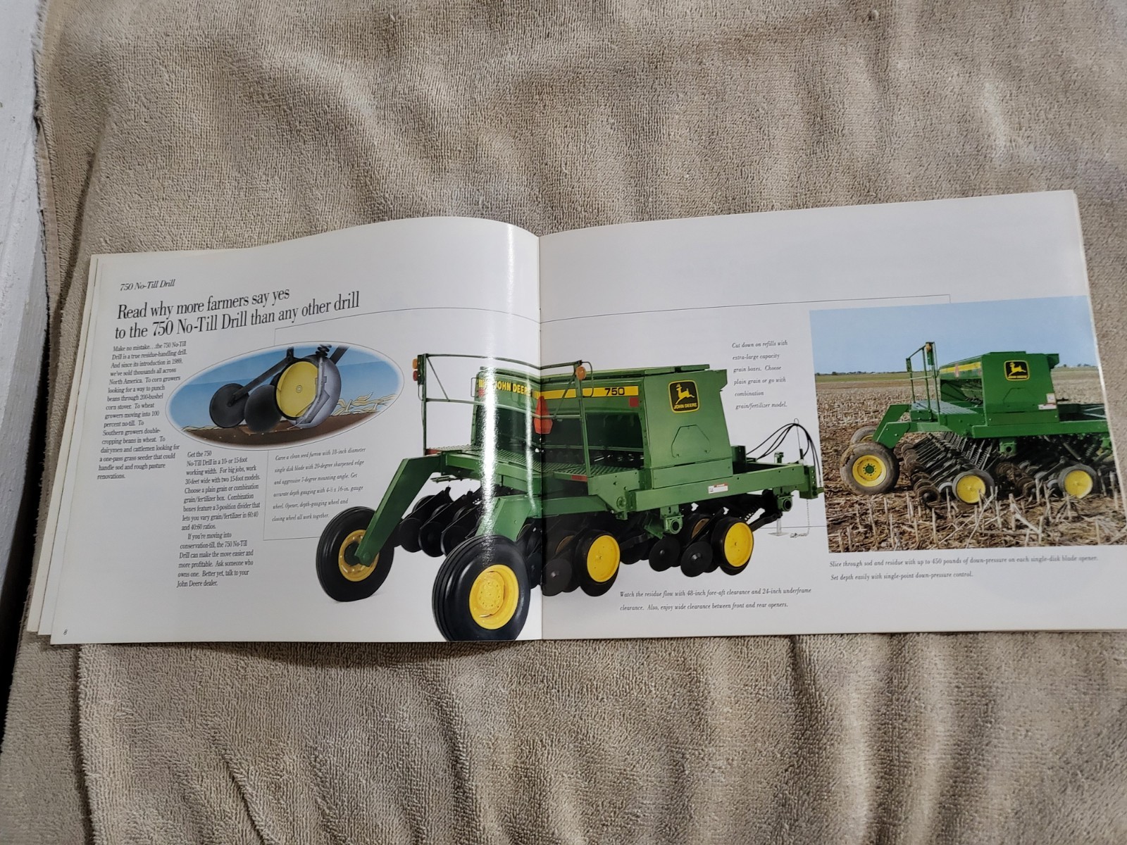 1992 Vtg John Deere Ag BROCHURE Farming NO TILL Drill Rotary Hoe Disc MaxEmerge2