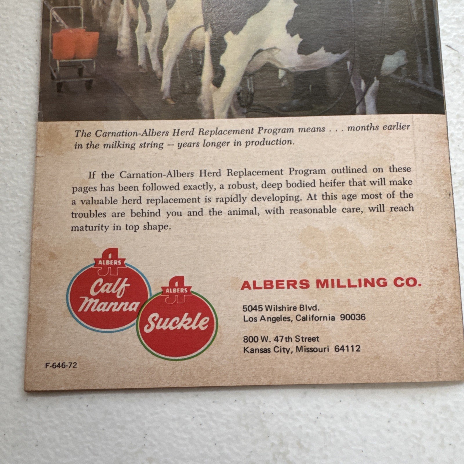 Vintage 1972 Carnation Albers Milling Co. Calf-Plan Livestock Booklet