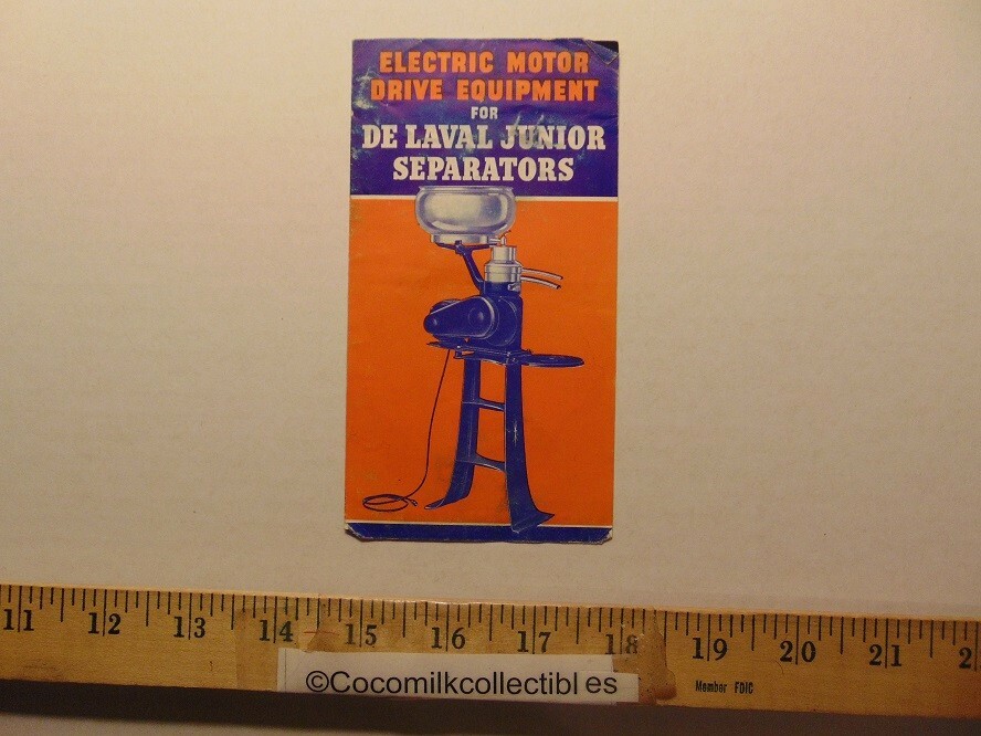 Vintage DE LAVAL Electric Motor Drive Equipment Junior Separators Sales Brochure