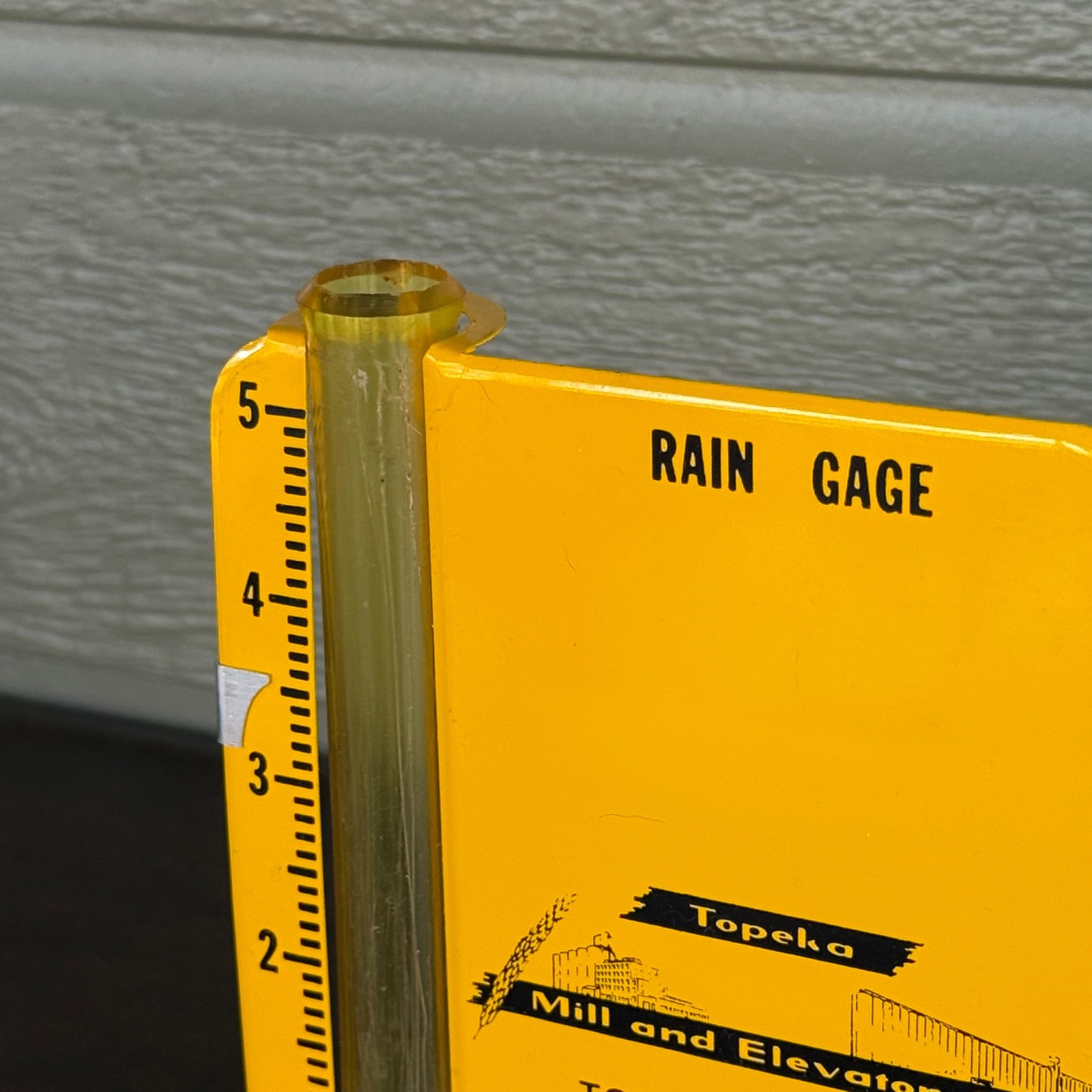 VTG Rain Gauge Topeka Mill & Elevator Co Advertising Kansas Grain Gage Yellow