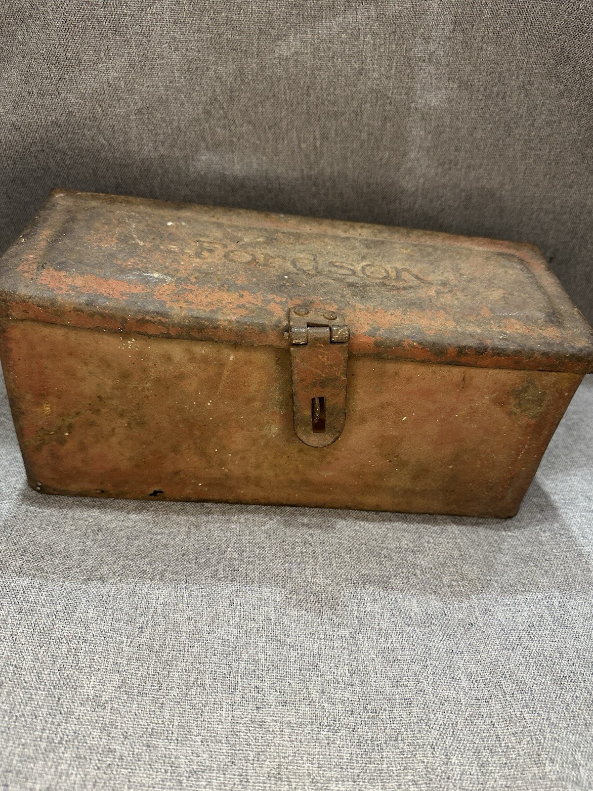 Vintage Fordson Tractor Tool Utility Box Embossed Lid Locking Clasp