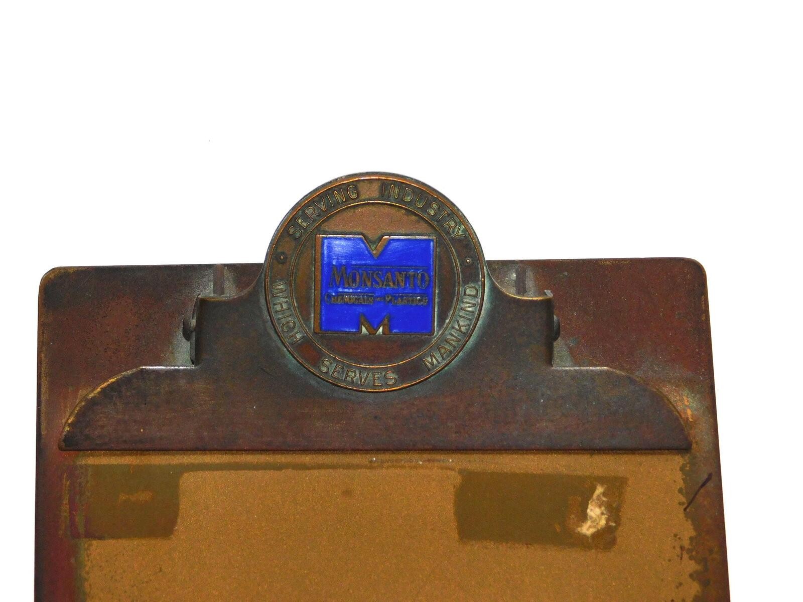 Vtg Monsanto Miniature Metal Clipboard Paper Holder Serving Industry