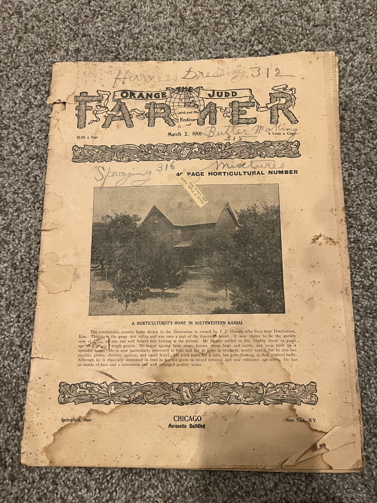 March 1901 THE ORANGE JUDD FARMER Magazine Farm Advertising Horticulture