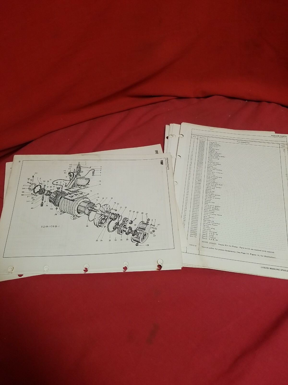 VINTAGE New Idea 219 – 222T Liquid Manure Spreader PARTS, OPERATORS MANUAL