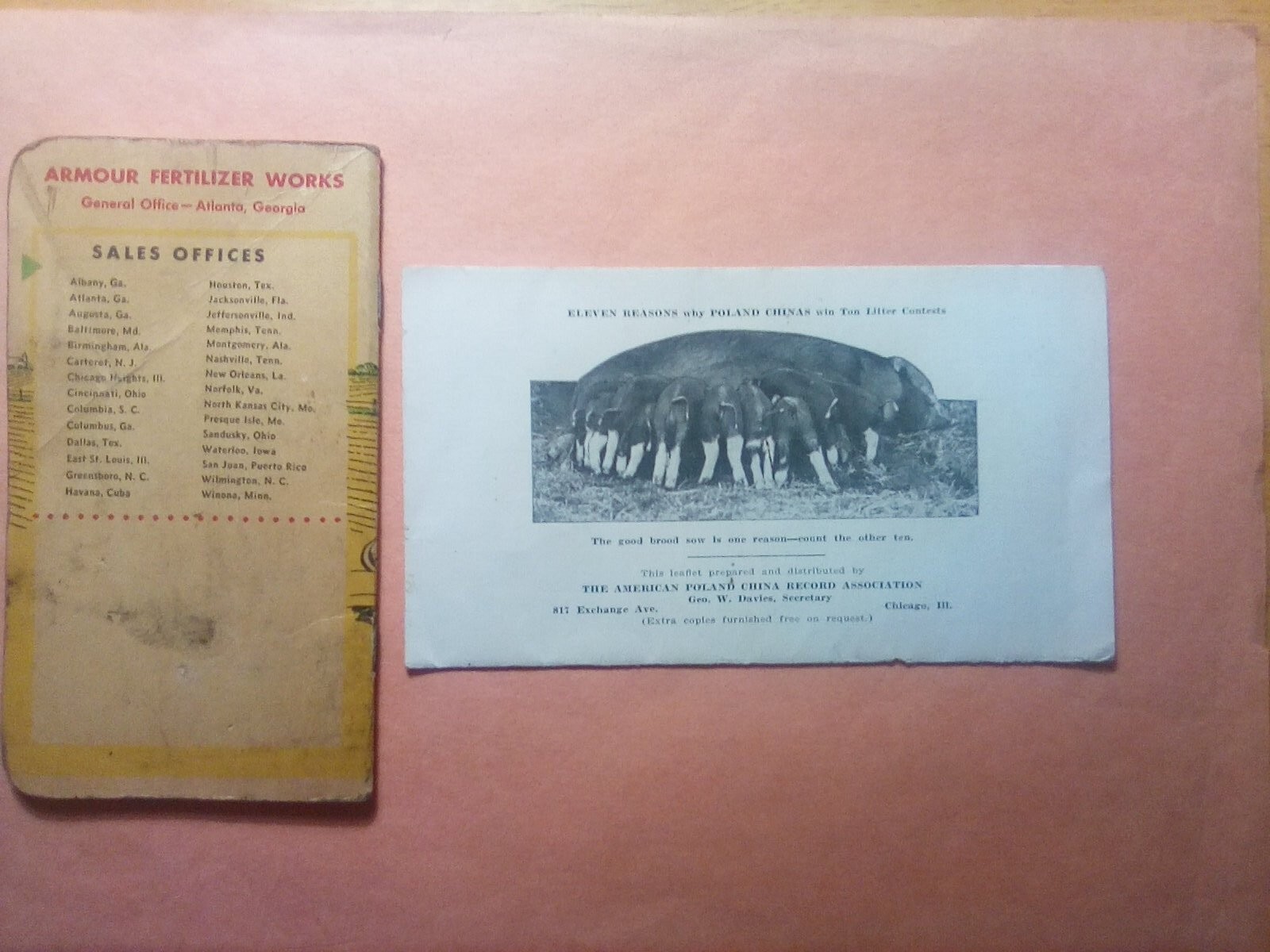 1926 BOYS&rsquo; & GIRLS&rsquo; PIG CLUBS BOOKLET & 1958 ARMOUR FERTILIZERS BOOKLET