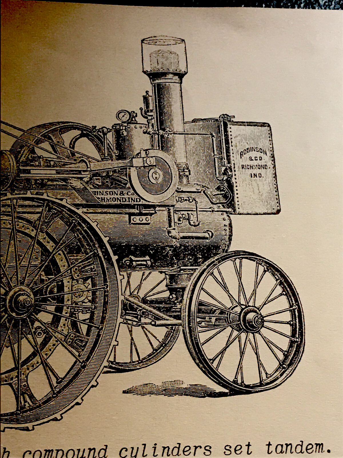 1900 Robinson Steam Engine Farm Engraving Advertising – Richmond – Indiana