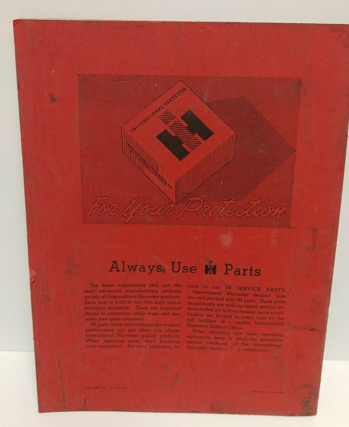 C-123 Engine McCormick No 163 Self-Propelled Windrower I-H Operator&rsquo;s Manual