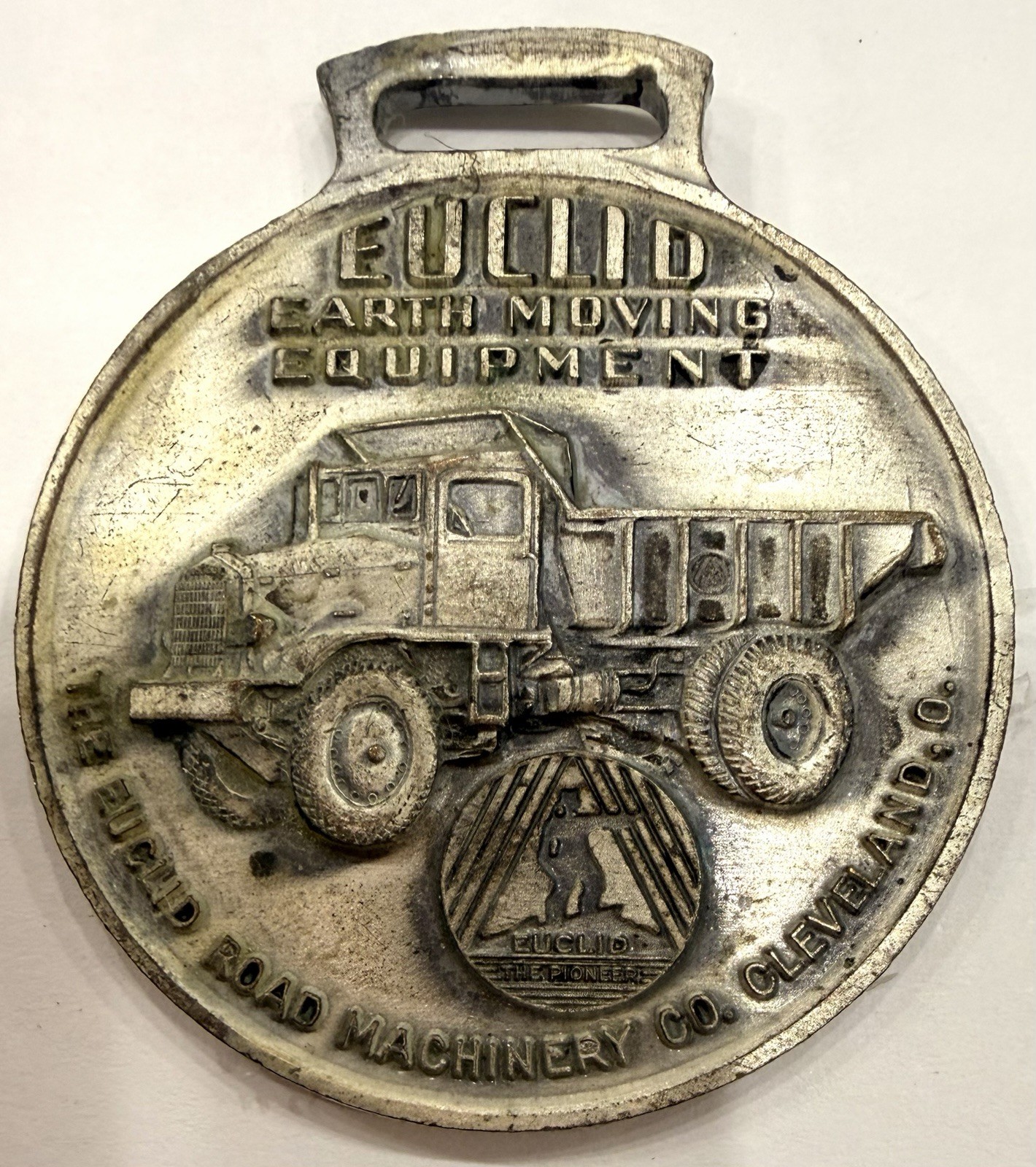 Vintage Euclid Earth Moving Equipment Medal Fob Cleveland Ohio Dump Truck Grader