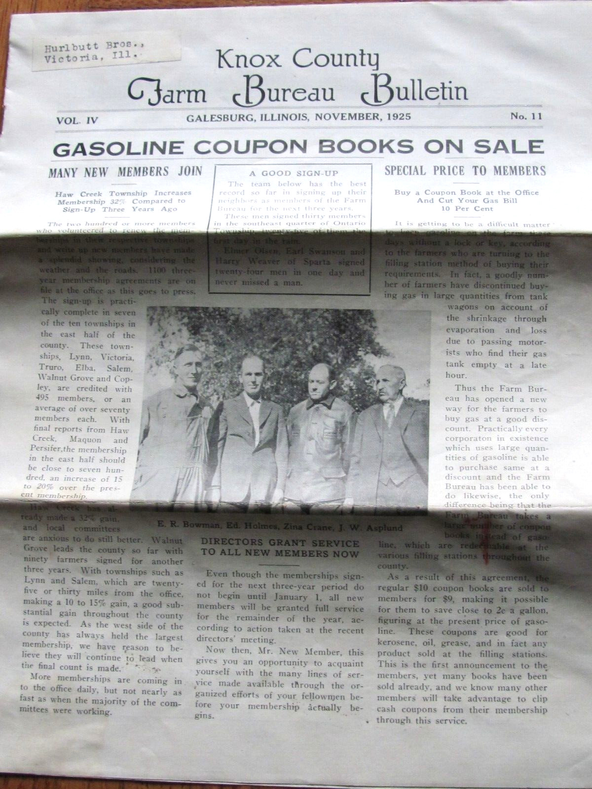 1925 KNOX COUNTY GALESBURG ILLINOIS FARM BUREAU MEMBER NEWSPAPER