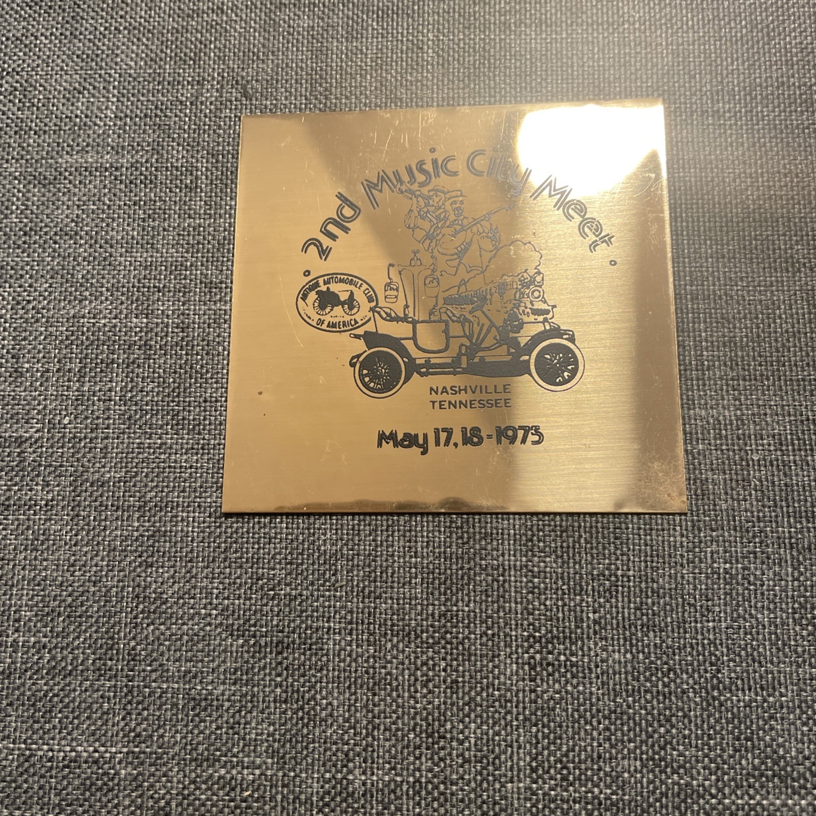 Vtg Metal Place cards For Antique Auto Tours 1973-77 Middle Tennessee Lot of 4