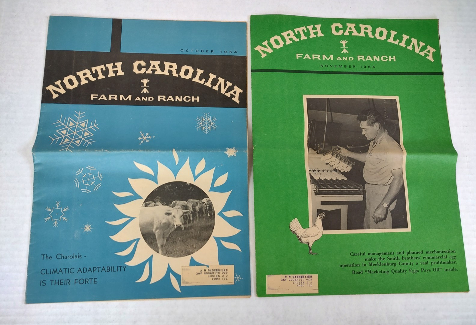 2 Vintage 1964 North Carolina Farm and Ranch Newsletters Articles Advertising