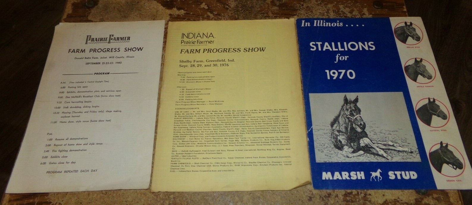 3-lot 60&rsquo;s, 70&rsquo;s farm progress show programs + marsh stud stallion booklet used