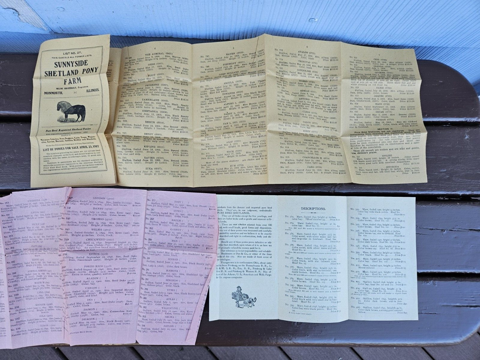 Sunny Side Shetland Pony Farm Catalog & Brochures Monmouth ILL. 1902 +