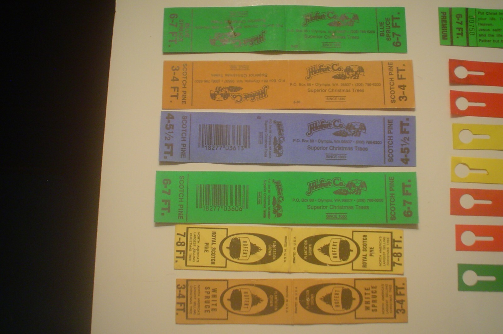 14 VINTAGE CHRISTMAS TREE TAGS HOFERT CO. EMERALD TREE DUDDLES MICHIGAN SPECIES
