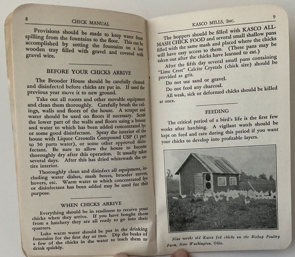 Kasco – “ Starting Off Right” 1932 – 26 Page Booklet About Raising Chicks