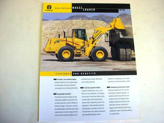 New Holland LW190 Wheel Loader Color Sales Sheet From 1999