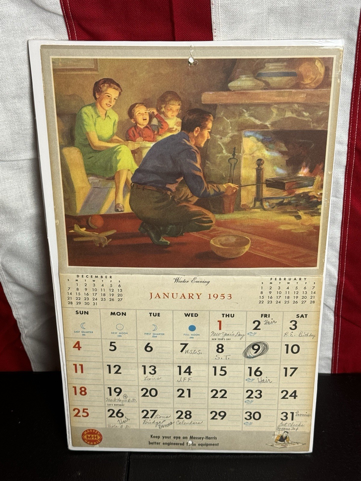 Vintage Lot Rare Massey Harris Vintage Farm Calendars- 1953 1955 1956- On Boards