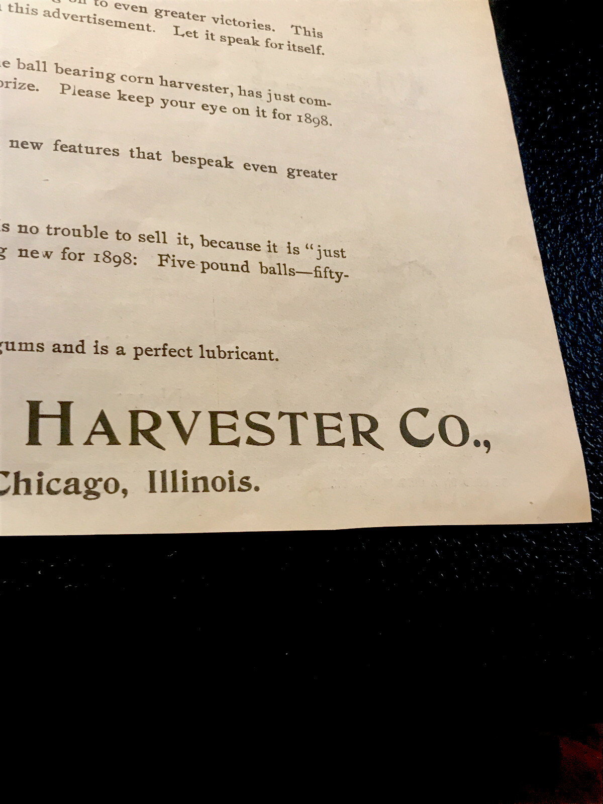 ORIGINAL 1897 Deering Harvester Farm Binder Advertising – Chicago – 10” X 14”