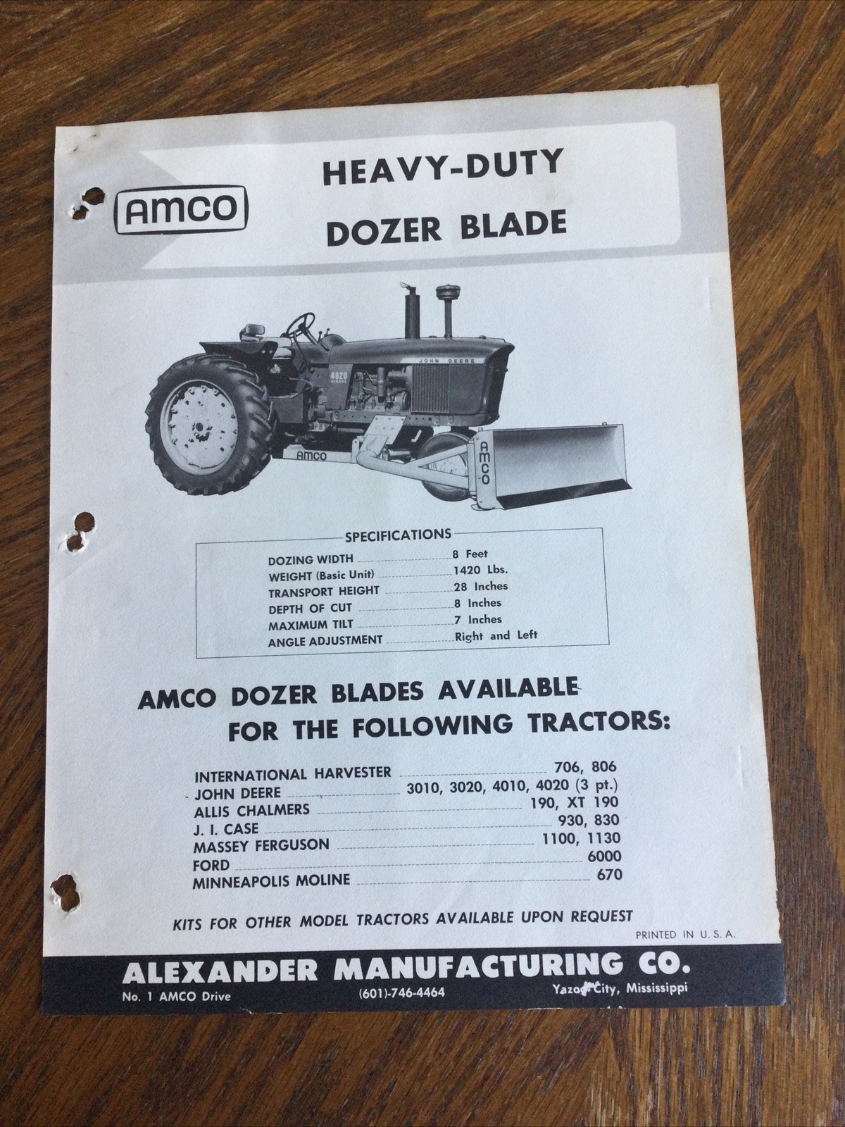 Amco Dozer Blade Brochure Mid 1960s