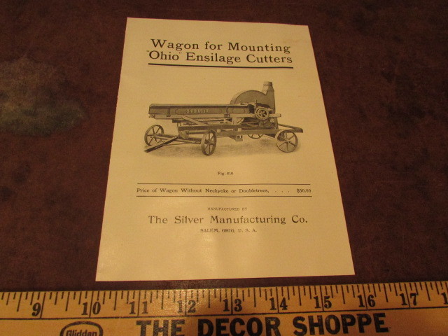 Antique early 1900&rsquo;s advertising brochure Wagon Mounted Cutter Ensilage Silver