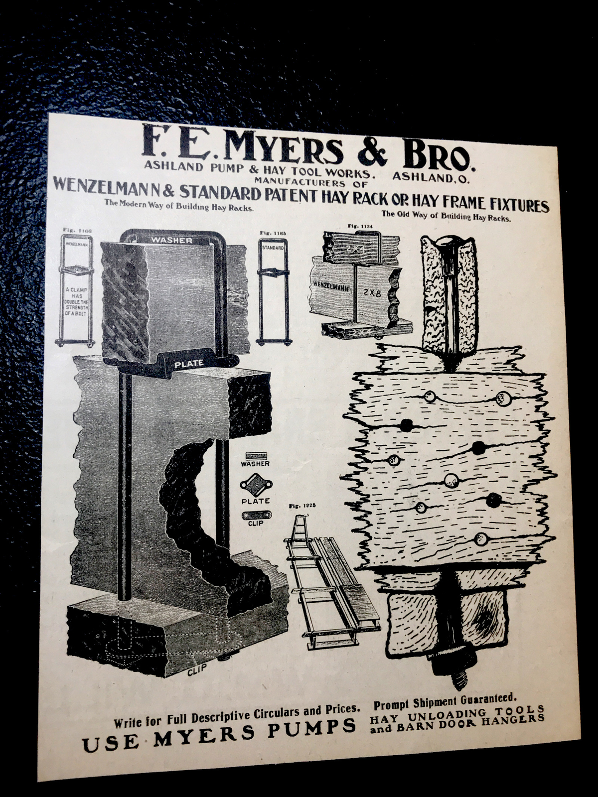 1907 F.E. Meyers & Bro. Pump & Hay Tools Farm Advertising – Ashland – Ohio