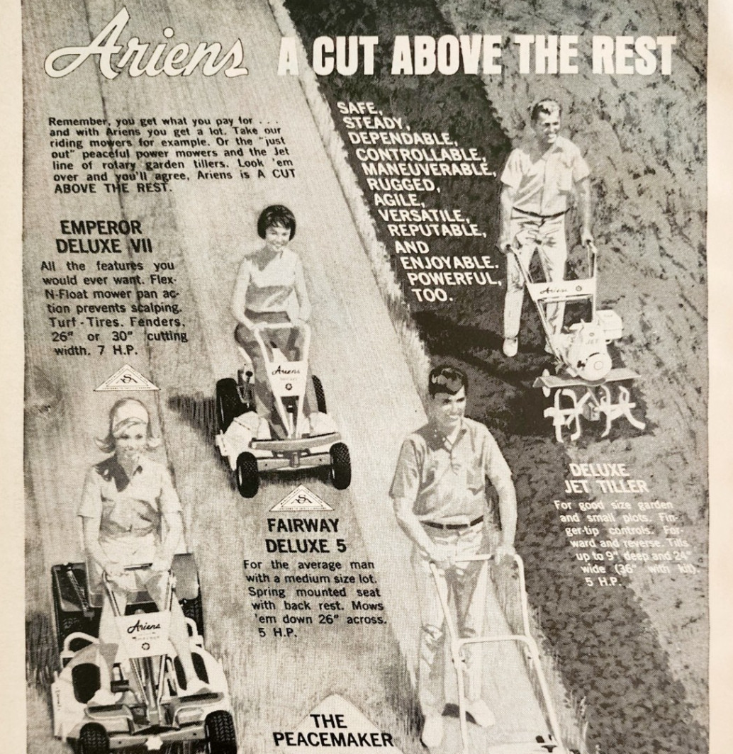 1968 Ariens Lawn Mower Line Advertisement Vintage Garden Agriculture DWF23