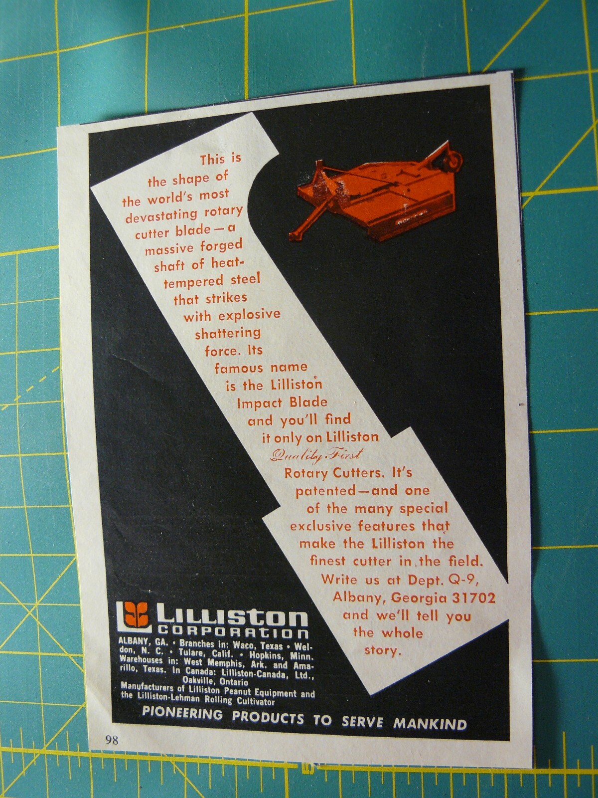 The FARM QUARTERLY -AD- FALL 1968 – LILLISTON ROTARY CUTTER- Albany, GA