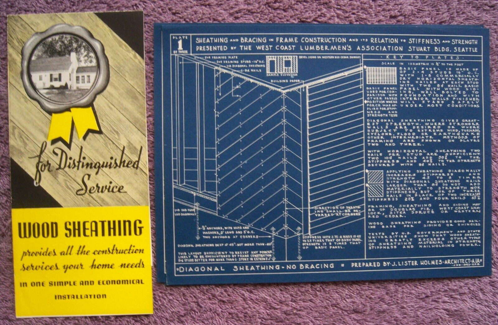 LISTER HOLMES WOOD SHEATHING BROCHURE BLUEPRINTS 1942