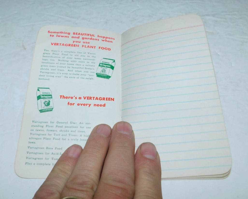 NEAT VINTAGE 1961 FARMING ARMOUR VERTILIZERS UNUSED POCKET LEDGER