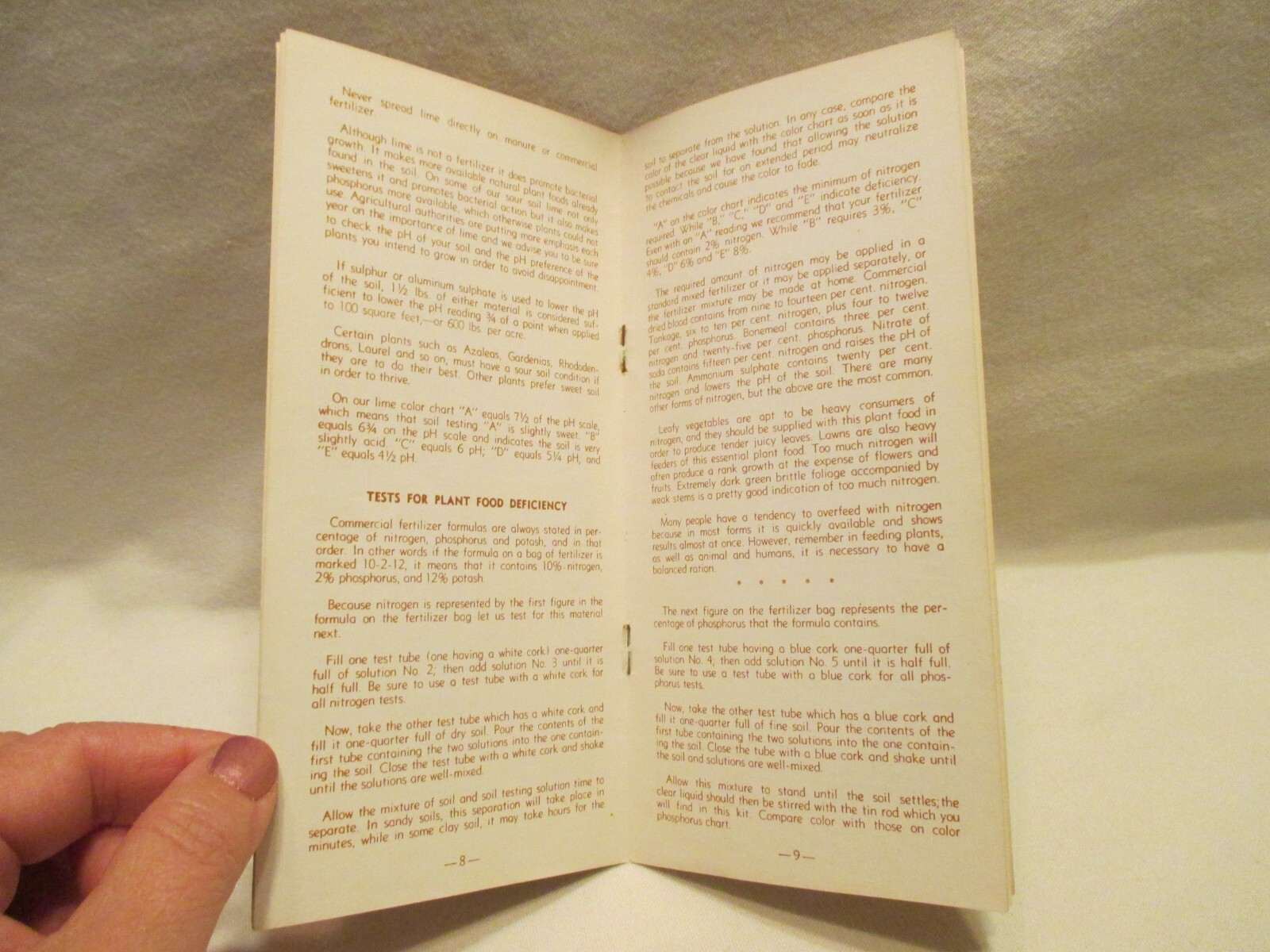 Instructions for Soil Testing-Sudbury Garden Soil Test Kit Vintage Booklet