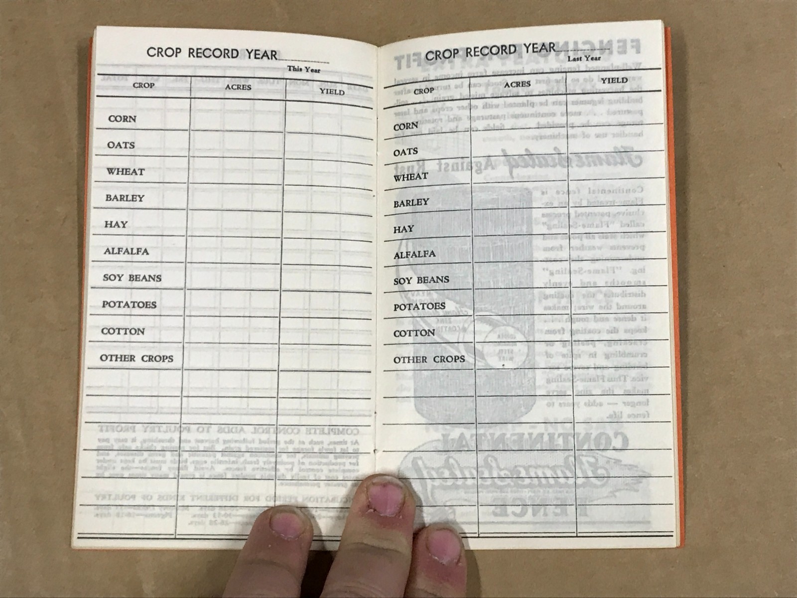 Vintage 1937 Farm & Live Stock Record Book