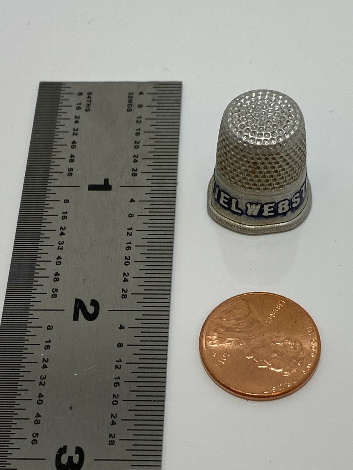 Vtg Daniel Webster Flour Metal Aluminum Sewing Thimble Specialty Advertising