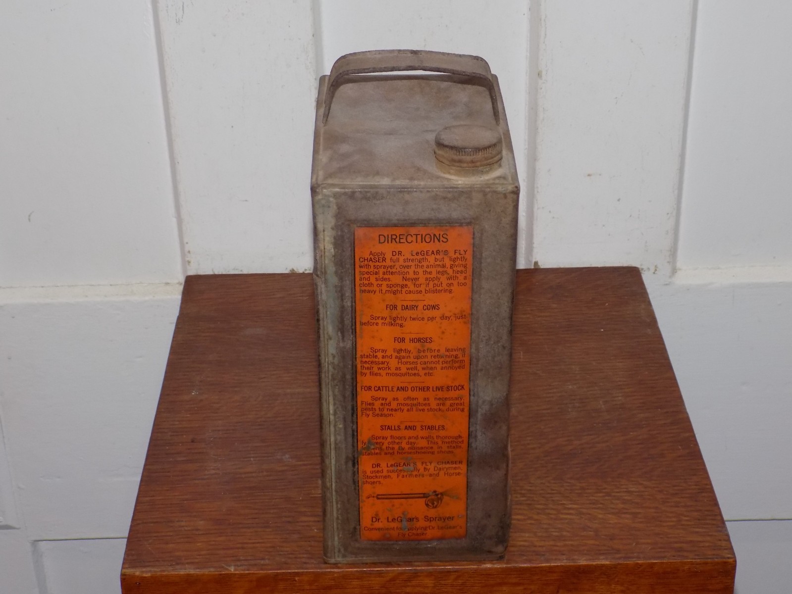 Vintage Dr. Legear’s Fly Chaser 1 Gallon EMPTY Can