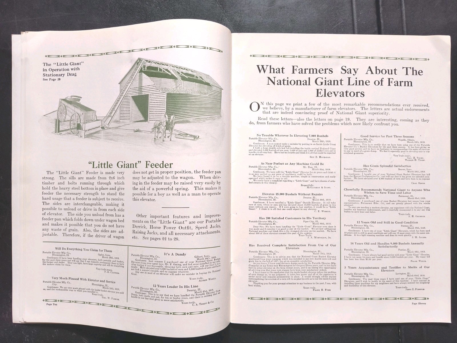 1921 National Giant Sales Brochure. Portable Elevator Mfg Farm Advertising IL